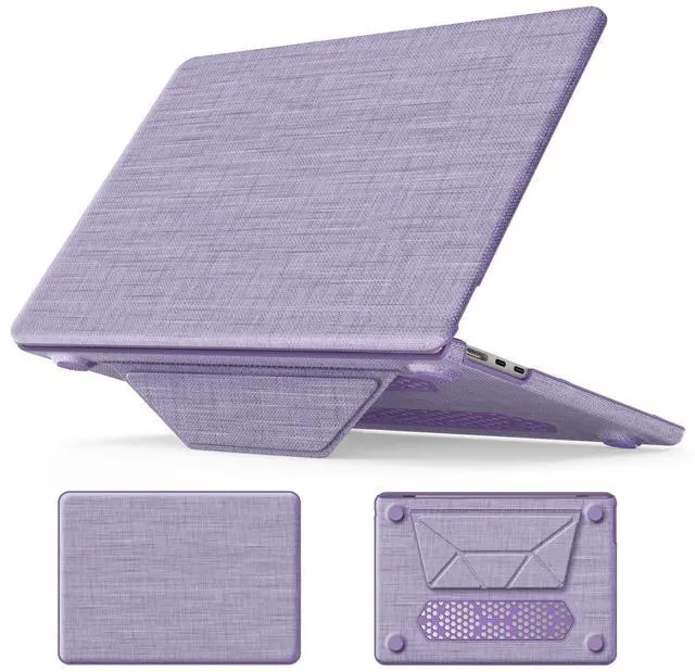 Main image of Batianda Fabric Case for New MacBook Air 13 inch 2025 M4 2024 M3 2022 M2 Chip Model A3240 A3113 A2681 High-End Business Design Durable Full Protection with Foldable Triangle Kickstand, Purple