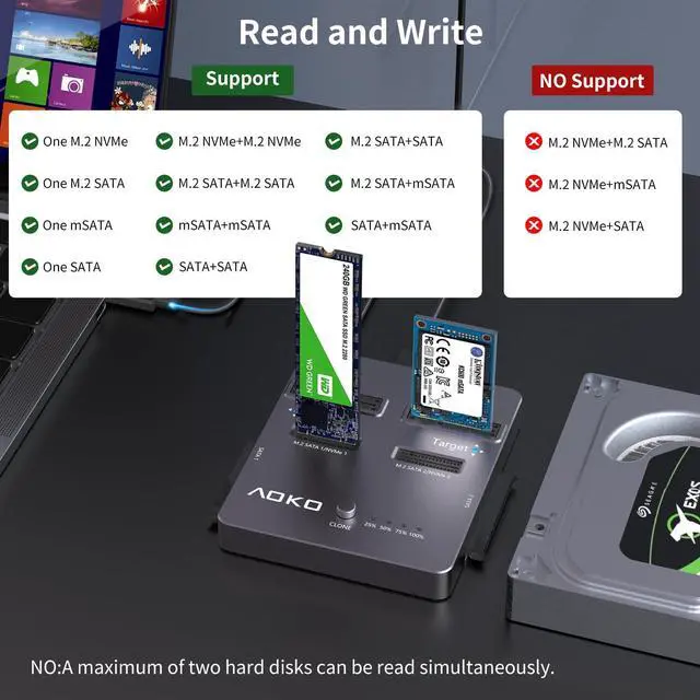 Alt view image 5 of 5 - M.2 SSD Cloner 4-in-1 Hard Drive Cloner Duplicaotr and M2 USB Adapter