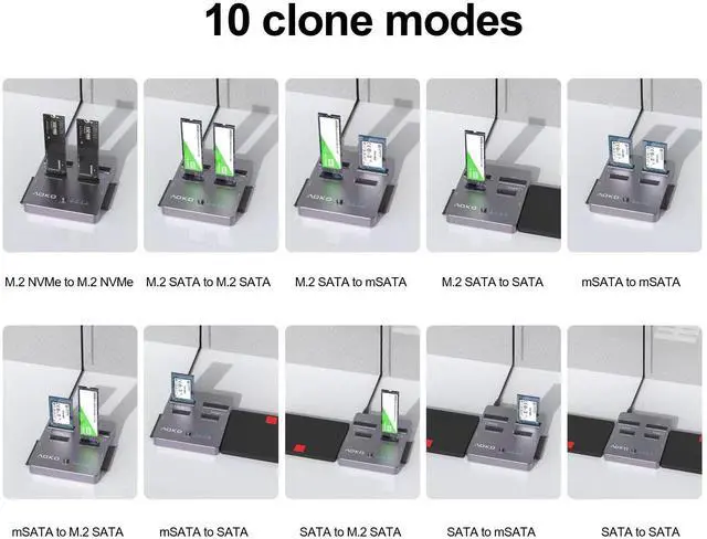 Alt view image 4 of 5 - M.2 SSD Cloner 4-in-1 Hard Drive Cloner Duplicaotr and M2 USB Adapter