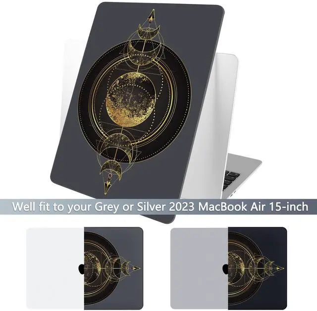 Alt view image 3 of 5 - Batianda Premium Case for New MacBook Air 15 inch 2025 M4 2024 2023 with M3 M2 Chip Model A3114, Designed Black Protective Plastic Hardshell & Keyboard Cover & Screen Protector, Moon Magic