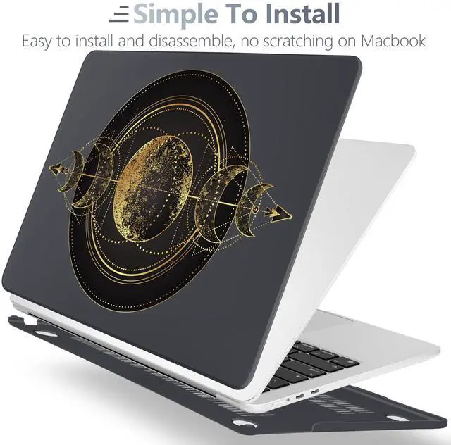 Alt view image 5 of 5 - Batianda Premium Case for New MacBook Air 15 inch 2025 M4 2024 2023 with M3 M2 Chip Model A3114, Designed Black Protective Plastic Hardshell & Keyboard Cover & Screen Protector, Moon Magic