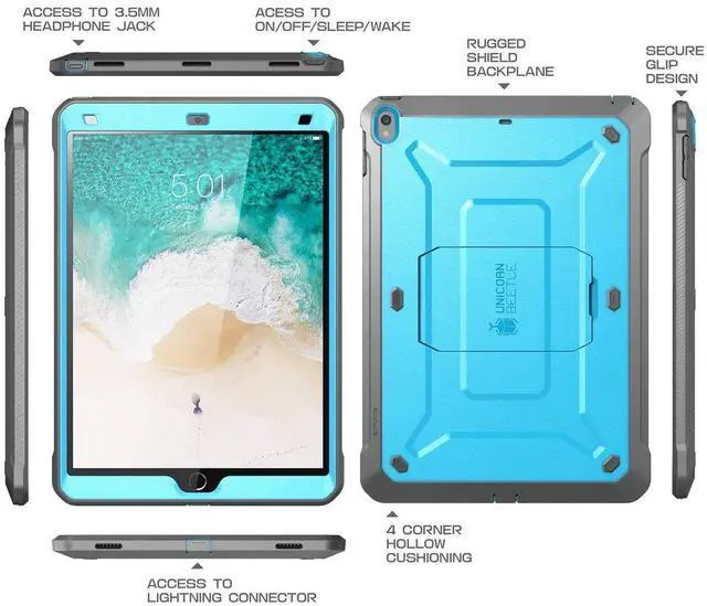 Alt view image 3 of 5 - SUPCASE Unicorn Beetle PRO Case for iPad Air 3 (2019) and iPad Pro 10.5'' (2017), Heavy Duty with Built-in Screen Protector Full-Body Rugged Protective Case(Blue)
