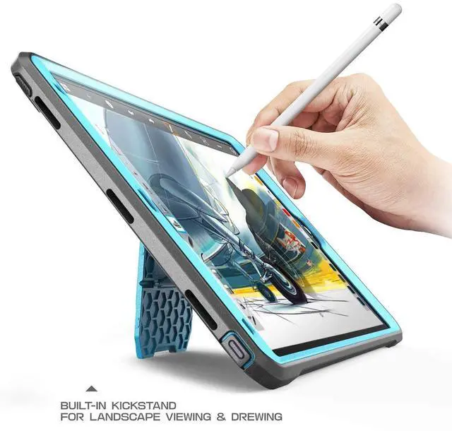 Alt view image 4 of 5 - SUPCASE Unicorn Beetle PRO Case for iPad Air 3 (2019) and iPad Pro 10.5'' (2017), Heavy Duty with Built-in Screen Protector Full-Body Rugged Protective Case(Blue)