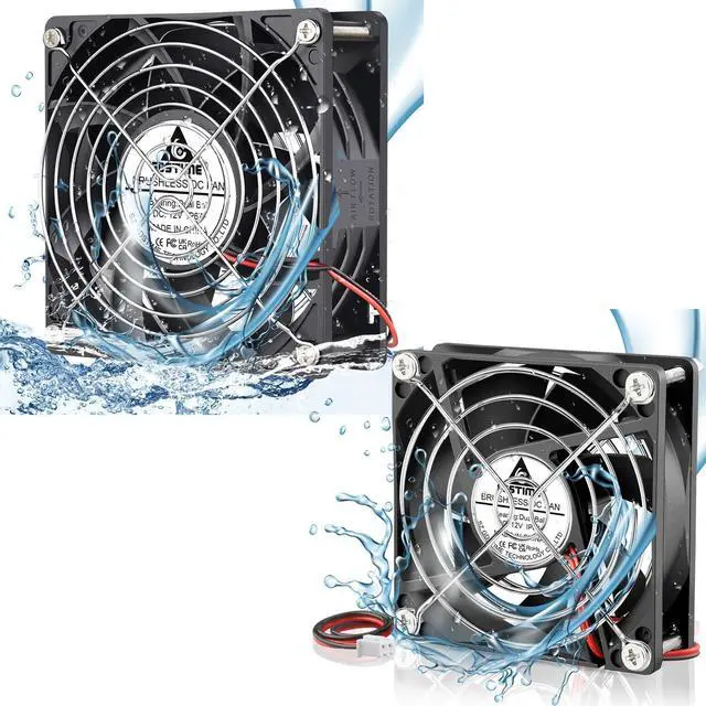 Main image of GDSTIME 12vdc Waterproof IP67 Fan Bundle, High Speed 120x38mm Fan with 80x25mm Fan, Dual Ball Bearing Brushless Computer Case Cooling Fan 2-Pin for DIY Cooling Ventilation Exhaust Projects