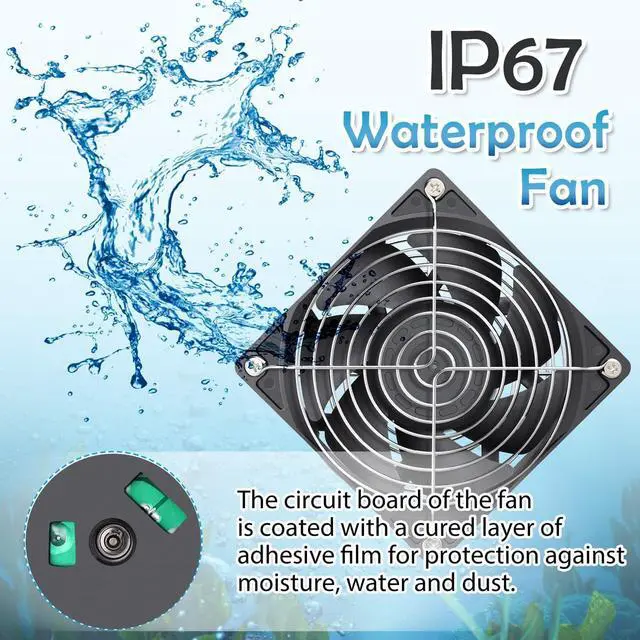 Alt view image 4 of 5 - GDSTIME 12vdc Waterproof IP67 Fan Bundle, High Speed 120x38mm Fan with 80x25mm Fan, Dual Ball Bearing Brushless Computer Case Cooling Fan 2-Pin for DIY Cooling Ventilation Exhaust Projects