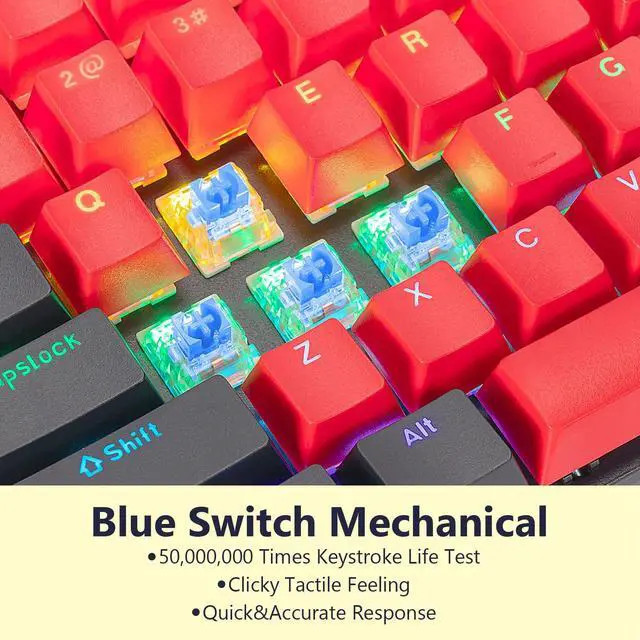 Alt view image 4 of 5 - CHONCHOW Mechanical Gaming Keyboard and Mouse Combo, LED Backlit, Blue Switch, 87 Keys TKL, Hot Swappable Mechanical Keyboard, RGB Mouse 1200-4200 DPI for Ps4 Xbox PC Laptop Mac Windows