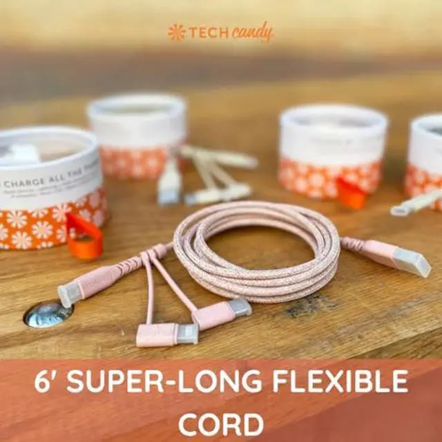 Alt view image 5 of 5 - Tech Candy Eco Charge USB-C to Lightning Cable, Gray/Natural - USB Type C on one end, Lightning on The Other end, 6' Long Cord, Made with Earth Friendly Wheat Straw, Woven Cable, Quality, Flexible