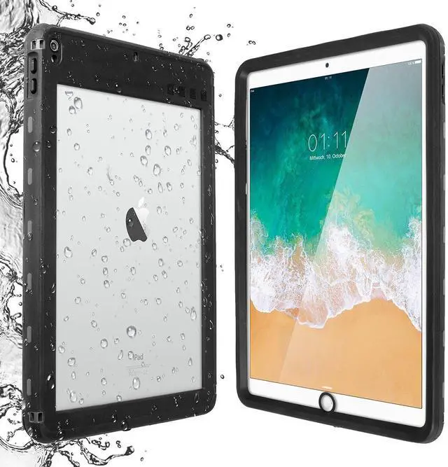 Main image of AICase iPad Pro 10.5 IP68 Waterproof, 360 Degree All Round Protective Ultra Slim Thin Dust/Snow Proof with Lanyard 2017-Black
