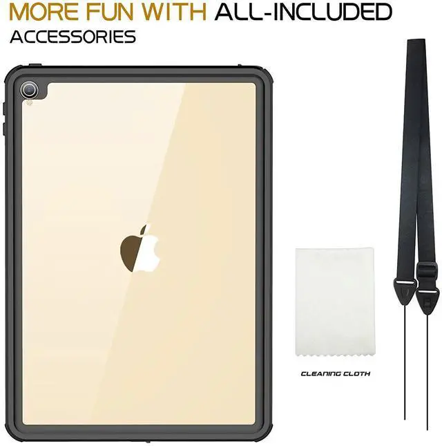 Alt view image 4 of 5 - AICase iPad Pro 10.5 IP68 Waterproof, 360 Degree All Round Protective Ultra Slim Thin Dust/Snow Proof with Lanyard 2017-Black