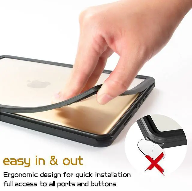 Alt view image 5 of 5 - AICase iPad Pro 10.5 IP68 Waterproof, 360 Degree All Round Protective Ultra Slim Thin Dust/Snow Proof with Lanyard 2017-Black