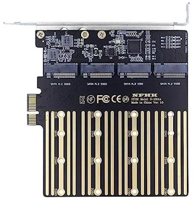 Alt view image 2 of 5 - xiwai High-Speed 4 SATA NGFF Key B+M SSD to PCI-E 1x Motherboard Desktop Adapter SSD Card ASM1064 2280 with Hot Swap
