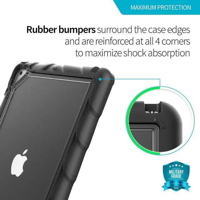 Alt view image 3 of 5 - Gumdrop DropTech Clear Case Fits Apple iPad 9th | 8th | 7th Gen (10.2-inch) Designed for K-12 Students Teachers & Classrooms-Drop Tested Rugged Shockproof Bumpers for Reliable Device Protection-Black