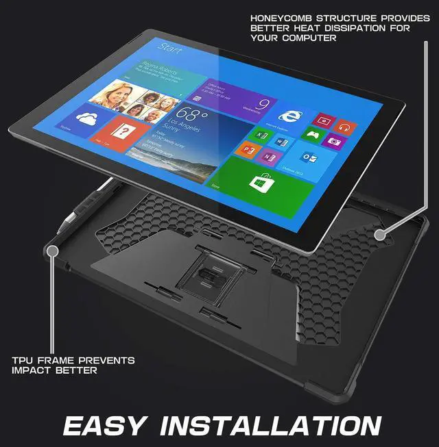 Alt view image 5 of 5 - SUPCASE for Microsoft Surface Pro 7 Case with Stand (Unicorn Beetle Pro), [Pen Holder] [Military-Grade Protection] Heavy Duty Rugged Tablet Cover for Surface Pro 7/Pro 6/Pro 5/Pro 4/Pro LTE, Black