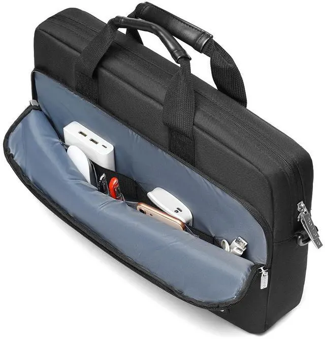 Alt view image 3 of 5 - MOSISO Laptop Bag Compatible with MacBook Air 15 M2 A2941 2023/Pro 16 2023-2019 A2780 A2485 A2141,15-15.6 inch Notebook, Polyester Work Business Thicken Multifunctional Briefcase with Belt, Black