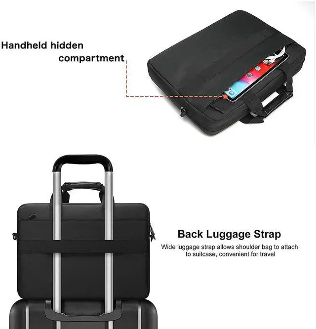 Alt view image 4 of 5 - MOSISO Laptop Bag Compatible with MacBook Air 15 M2 A2941 2023/Pro 16 2023-2019 A2780 A2485 A2141,15-15.6 inch Notebook, Polyester Work Business Thicken Multifunctional Briefcase with Belt, Black