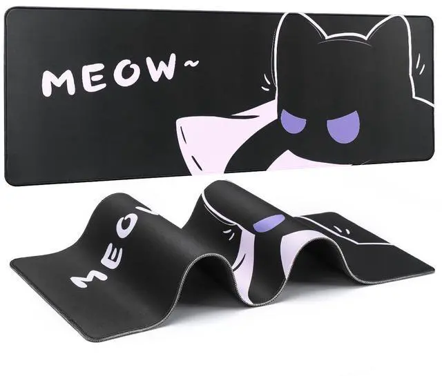 Main image of YUNZII Keynovo Gaming Mouse Pad, Large Mouse Pad, Non-Slip 4mm Laptop Gaming Desk Pad for Office and Home(Cool cat, 31.49'' x 11.8'')