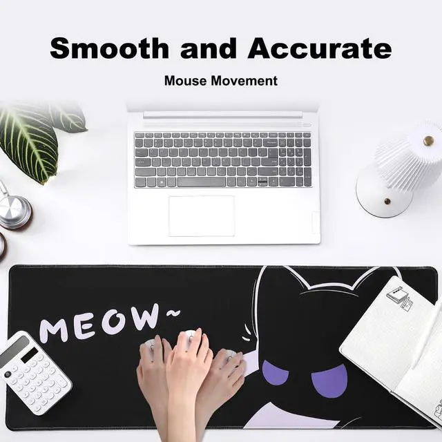 Alt view image 4 of 5 - YUNZII Keynovo Gaming Mouse Pad, Large Mouse Pad, Non-Slip 4mm Laptop Gaming Desk Pad for Office and Home(Cool cat, 31.49'' x 11.8'')