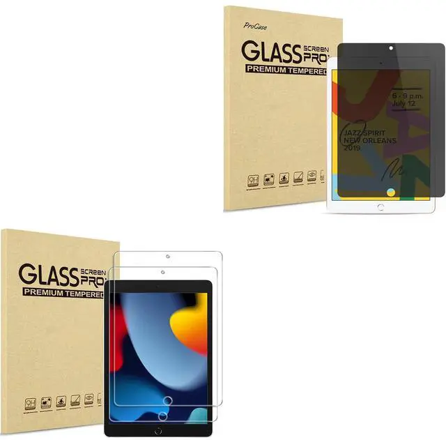 Main image of ProCase iPad 10.2 2021 9th/ 2020 8th/ 2019 7th Gen Privacy Screen Protector Bundle with 2 Pack iPad 10.2 9th 2021/ 8th 2020/ 7th 2019 Screen Protector