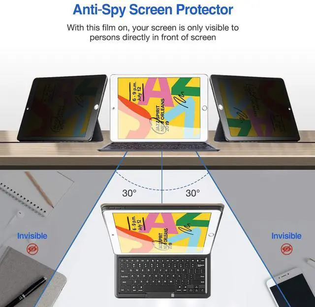 Alt view image 3 of 5 - ProCase iPad 10.2 2021 9th/ 2020 8th/ 2019 7th Gen Privacy Screen Protector Bundle with 2 Pack iPad 10.2 9th 2021/ 8th 2020/ 7th 2019 Screen Protector