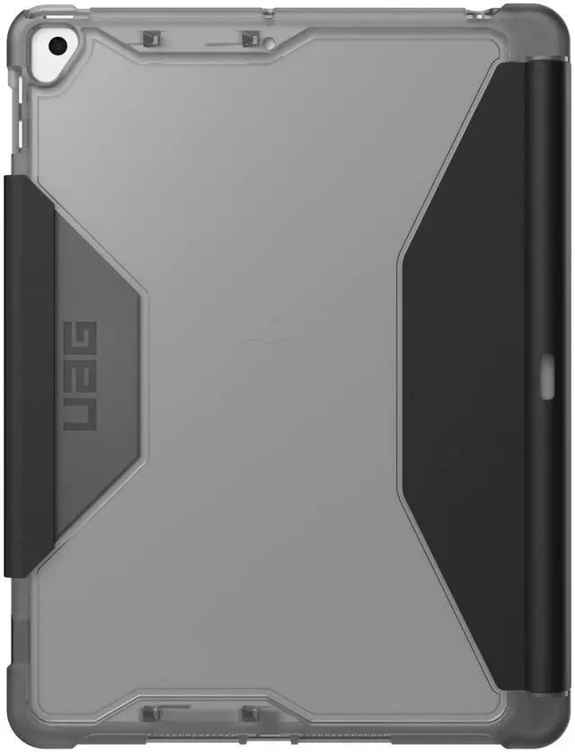 Alt view image 3 of 5 - URBAN ARMOR GEAR UAG Designed for iPad 10.2 Case iPad 9th Generation 2021 iPad 8th Generation 2020, Black/Ice, Rugged Clear Multi-Angle Viewing Folio Stand with Pencil Holder Plyo Protective Cover
