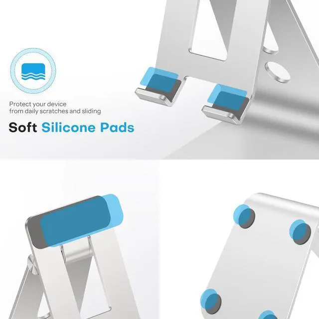 Alt view image 3 of 5 - OMOTON Adjustable Tablet Stand for Desk, Tablet Holder with Anti-Slip Base for Bigger Sized Phones and Tablets Such as iPad Pro/Air/Mini