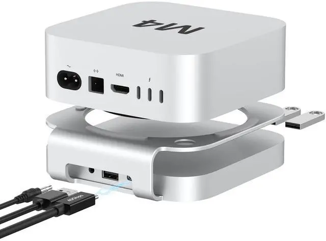 Main image of Akkyajaure 40Gbps USB4 Hub & Stand for Mac mini M4/M4 Pro, All-Aluminum Docking Station with 40Gbps M.2 SSD (NVMe PCle) Enclosure, 3*USB 2.0, 3.5mm Audio, USB4 Host | Mac mini M4 USB-4 Dock