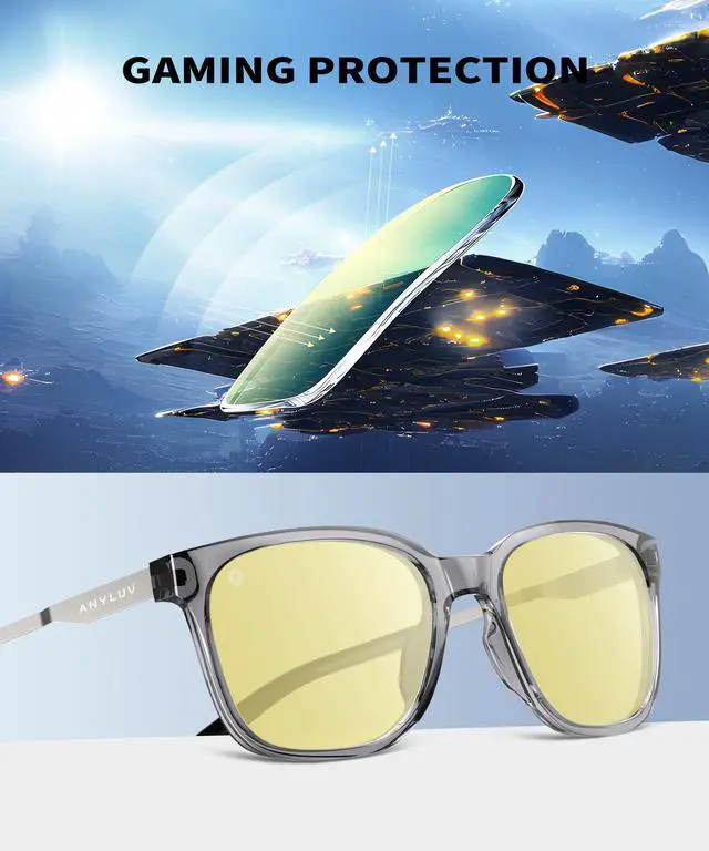 Alt view image 4 of 5 - ANYLUV Blue Light Glasses for Men, Computer Gaming Glasses men, Stylish Anti Eyestrain Blue Light Blocking Glasses Men