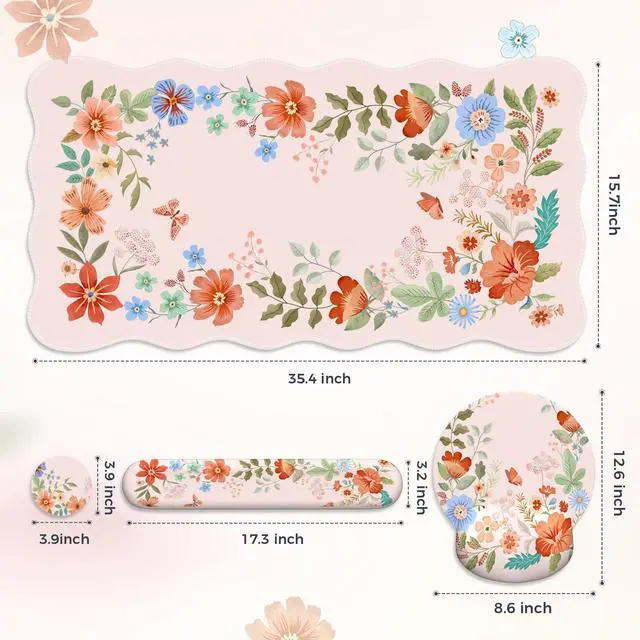 Alt view image 2 of 5 - Anyshock Desk Matt for Desktop, Non Slip Base Mouse Pad with Wrist Rest, Wrist Pad for Keyboard, Gaming Mouse Pad Large, Anti-Fatigue Gel Mouse Pad with Wrist Support(Light Pink)