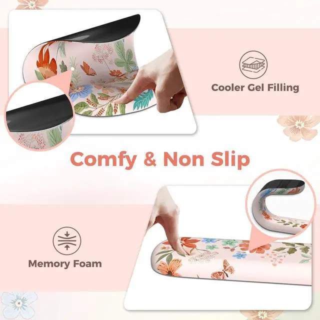 Alt view image 4 of 5 - Anyshock Desk Matt for Desktop, Non Slip Base Mouse Pad with Wrist Rest, Wrist Pad for Keyboard, Gaming Mouse Pad Large, Anti-Fatigue Gel Mouse Pad with Wrist Support(Light Pink)