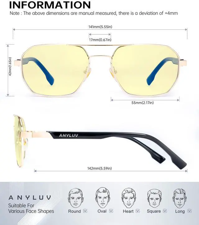 Alt view image 4 of 5 - ANYLUV Blue Light Glasses for Woman/Men, Blue Light Blocking Glasses Women Computer Gaming Glasses for Eye Protection