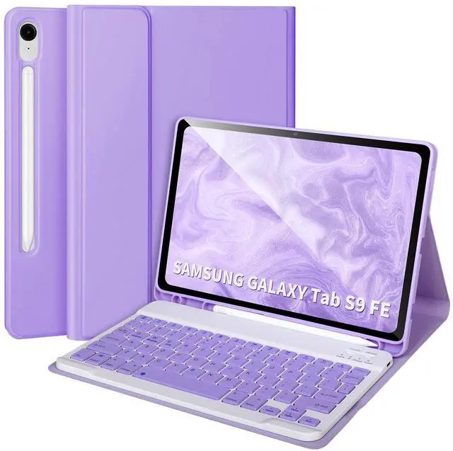 Main image of Keyboard Case for Samsung Galaxy Tab S9 FE 10.9"/ S9 11" 2023,Case with Keyboard for Samsung S9 FE with S Pen Holder,Detachable Wireless Bluetooth Keyboard for Galaxy S9 11" Auto Wake/Sleep, Purple
