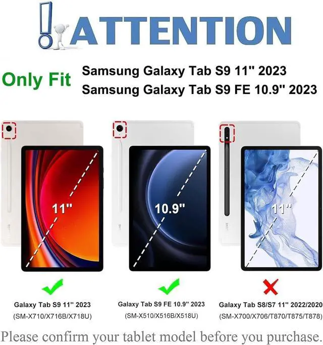 Alt view image 2 of 5 - Keyboard Case for Samsung Galaxy Tab S9 FE 10.9"/ S9 11" 2023,Case with Keyboard for Samsung S9 FE with S Pen Holder,Detachable Wireless Bluetooth Keyboard for Galaxy S9 11" Auto Wake/Sleep, Purple