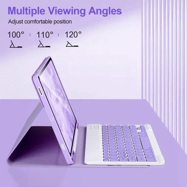 Alt view image 5 of 5 - Keyboard Case for Samsung Galaxy Tab S9 FE 10.9"/ S9 11" 2023,Case with Keyboard for Samsung S9 FE with S Pen Holder,Detachable Wireless Bluetooth Keyboard for Galaxy S9 11" Auto Wake/Sleep, Purple