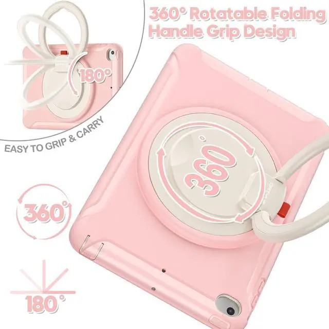 Alt view image 2 of 5 - BATYUE iPad Mini 5 Case & iPad Mini 4 Case;for iPad Mini 5 (2019) & iPad Mini 4 (2015);Protective Rugged Case with Pencil Holder, 360deg Swivel Stand;iPad Mini Case for Kids, Boys, Girls-CheeryPink