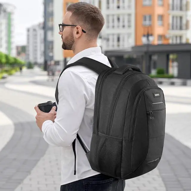 Alt view image 5 of 5 - Travel Laptop Backpack for Men and Women, 17 Inch Large School Backpacks for Teens, Business Anti Theft Durable Back Pack, Water Resistant Computer Bag with USB Charging Port, Black