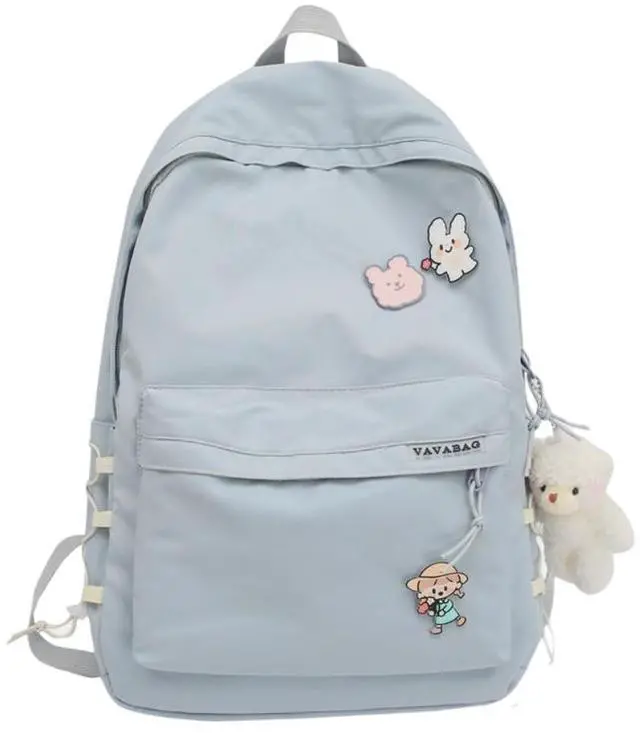 Main image of BILIPOPX Kawaii Backpack with Cute Accessories Aesthetic 15.6 Inch Laptop Backpack Pin Plush Pendant (Blue,Single Backpack)