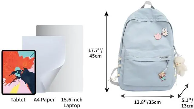 Alt view image 3 of 5 - BILIPOPX Kawaii Backpack with Cute Accessories Aesthetic 15.6 Inch Laptop Backpack Pin Plush Pendant (Blue,Single Backpack)