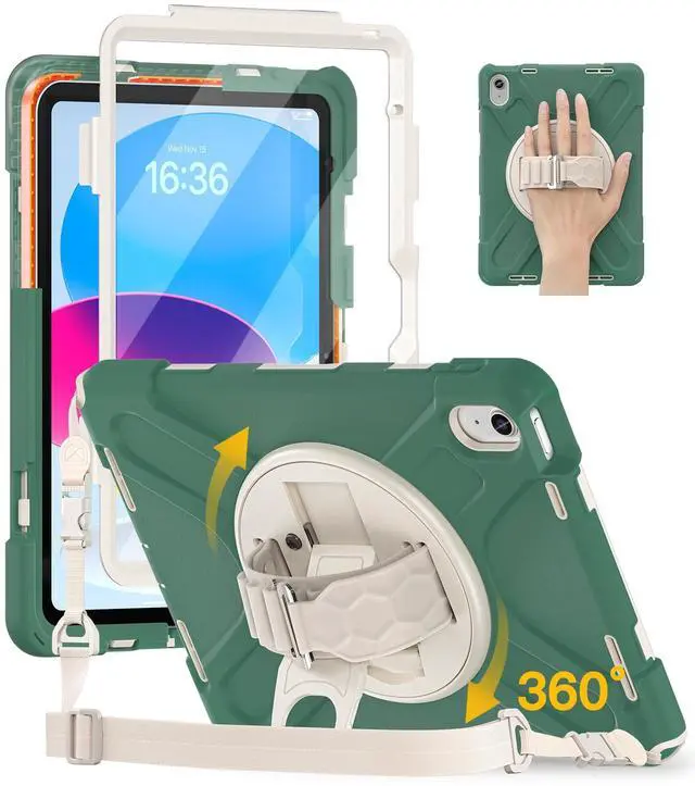 Main image of BRAECN Case for iPad 11th(A16 2025)/10th(2022) Generation 11''/10.9'' Heavy Duty Screen Protector 360deg Rotating Stand Handle Shockproof Drop Protection Shouler/Hand Strap Durable Kids-Friendly