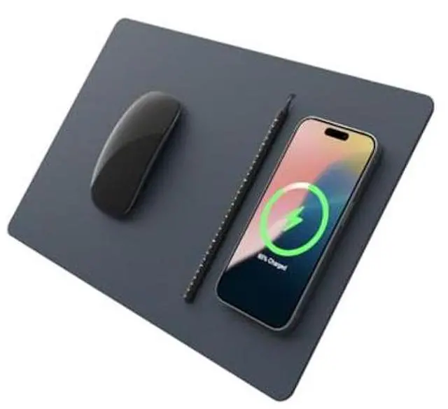 Main image of POUT H3 PRO Wireless Charging Mouse Pad - Qi-Enabled Fast Charger with Anti-Slip Base & Smooth Surface for Phones and Earbuds - Sleek Desk Accessory for Home & Office (Midnight Blue)