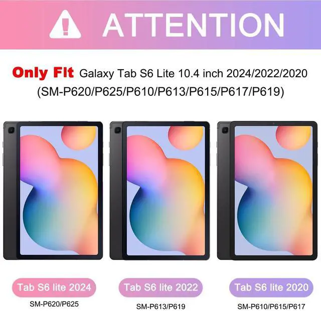 Alt view image 2 of 5 - BRAECNstock Kids Case for Samsung Galaxy Tab S6 Lite 10.4 inch 2024/2022/2020 (SM-P620/P610/P619) with Pen Holder Rotating Hand Strap & Stand Shockproof Protective S6 Lite Tablet Case - Colorful Pink