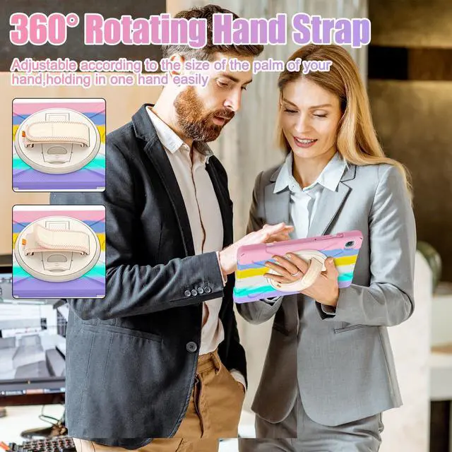 Alt view image 3 of 5 - BRAECNstock Kids Case for Samsung Galaxy Tab S6 Lite 10.4 inch 2024/2022/2020 (SM-P620/P610/P619) with Pen Holder Rotating Hand Strap & Stand Shockproof Protective S6 Lite Tablet Case - Colorful Pink