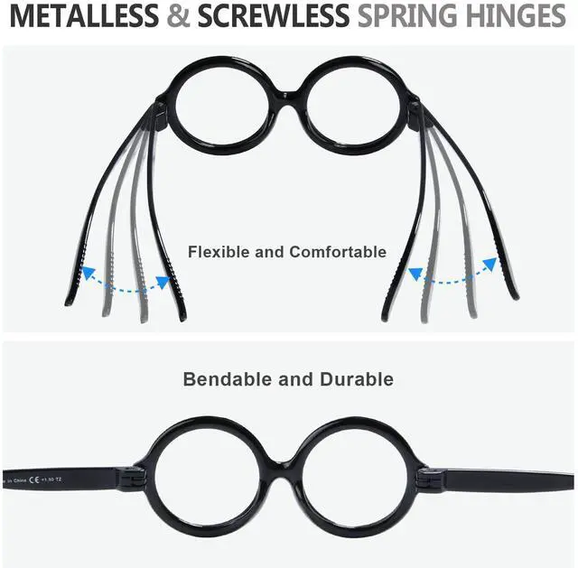 Alt view image 2 of 5 - CessBlu 6 Pack Huge Oversized Reading Glasses for Women without Metal No Screws Large Head Round Readers +3.50