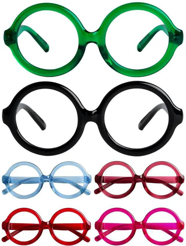 Main image of CessBlu 6 Pack Huge Oversized Reading Glasses for Women without Metal No Screws Large Head Round Readers +3.50