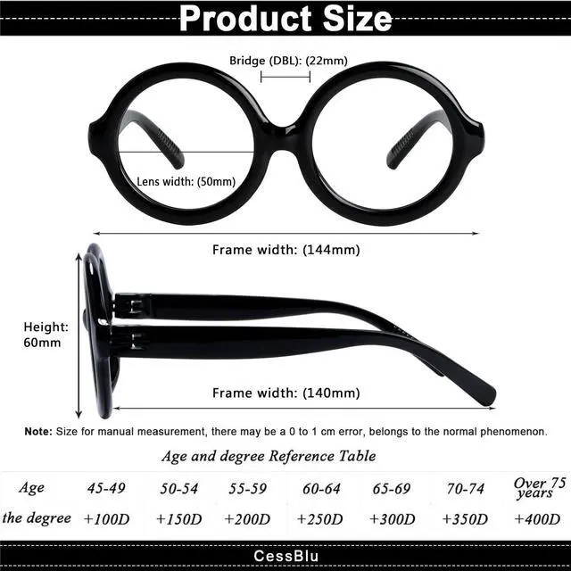 Alt view image 5 of 5 - CessBlu 6 Pack Huge Oversized Reading Glasses for Women without Metal No Screws Large Head Round Readers +3.50