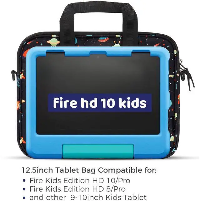 Alt view image 3 of 5 - Choco Mocha Kids Tablet Sleeve Bag for Boys, 12.5 Inch Tablet Carrying Case for Fire 7 8 HD 8 10, Chromebook, Kindle Kids Edition, iPad Bag for Kid, Black