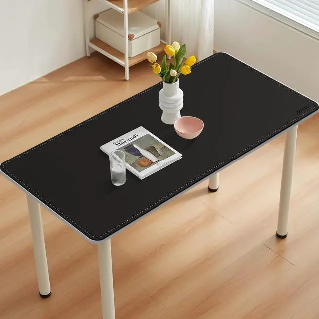 Alt view image 4 of 5 - Chihein 47" x 20" 3XL Desk Mat with Cork & PU Leather, Dual Sided Desk Pad, Waterproof Computer Desk Mat for Office, Gaming, Home (Black)
