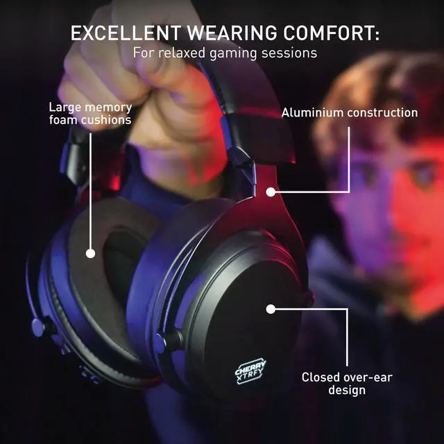 Alt view image 3 of 5 - Cherry XTRFY H3 Wireless Gaming Headset | Gaming, Streaming and Music | Removable Microphone and Cordless | Black