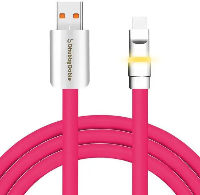 Main image of chubbycable Neon Chubby - Fast Charge Cable with Smart Light RGB Color Gradual Light Up LED USB Charging Cable, Rose Red, USB-A to Type-C, 1.64 FT