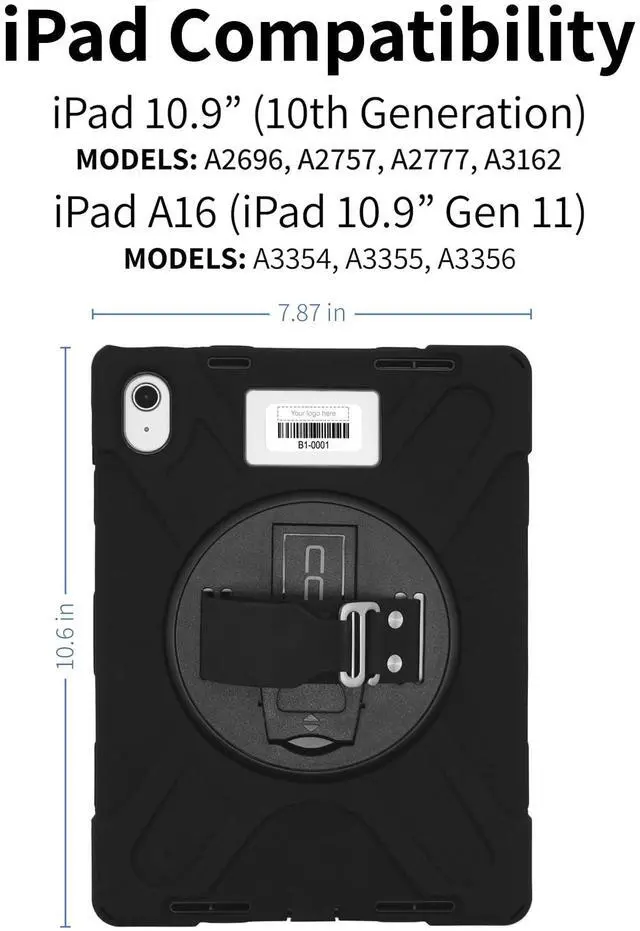 Alt view image 2 of 5 - CODi Rugged iPad Case 11" (A16)/iPad 10.9" (10th Generation) | Heavy-Duty Shockproof Protection, 360deg Coverage, Kickstand & Hand Strap