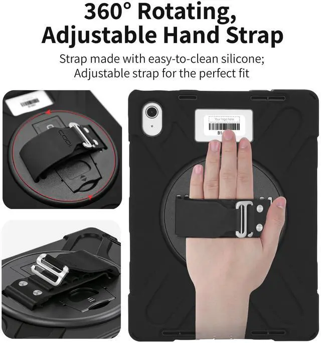 Alt view image 4 of 5 - CODi Rugged iPad Case 11" (A16)/iPad 10.9" (10th Generation) | Heavy-Duty Shockproof Protection, 360deg Coverage, Kickstand & Hand Strap